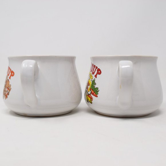 2 Vintage Tomato Chicken Soup Recipe Mug Bowl Set Ingredients 70s Comfort Food - Picture 3 of 14